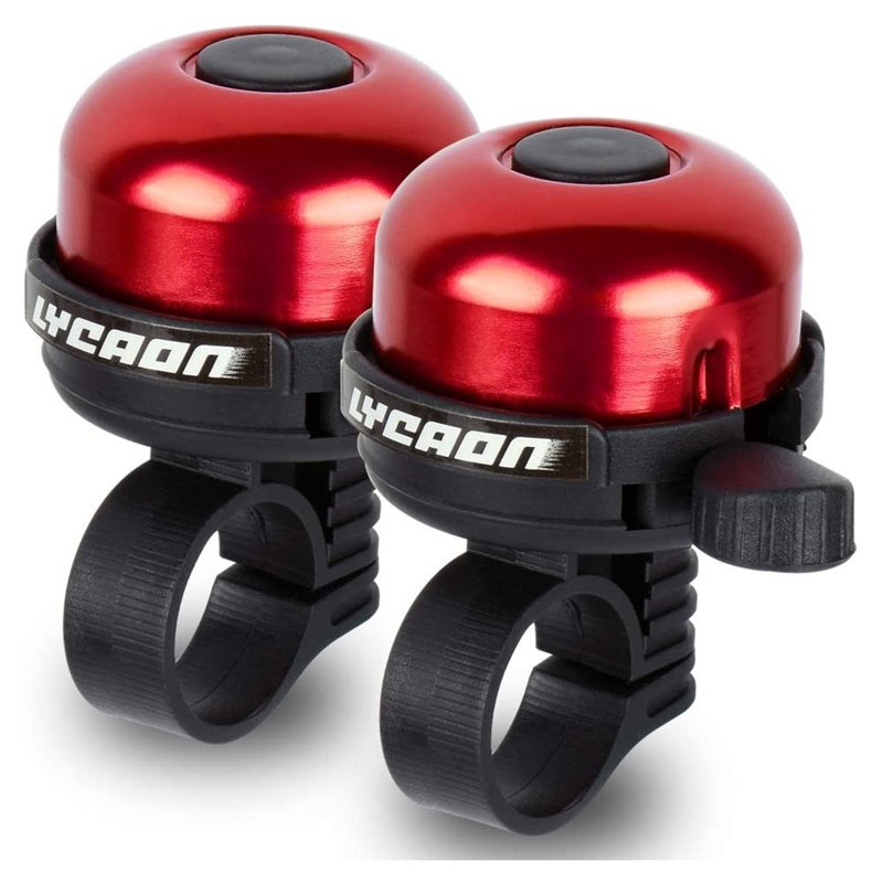Pair of Lycaon Aluminium Small/Mini Bicycle Bike Bells Red