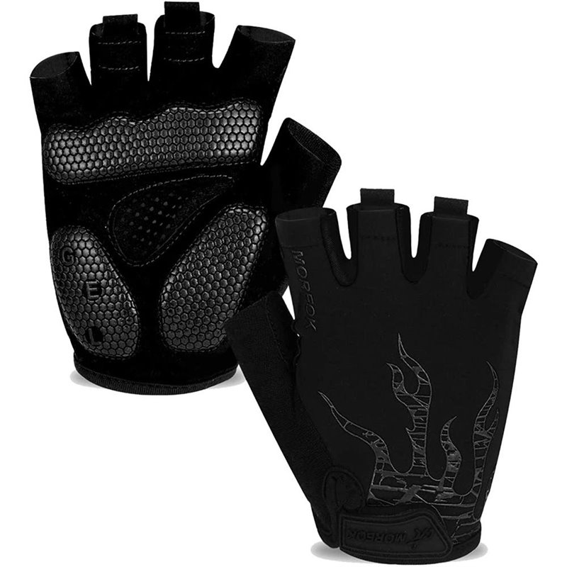 Moreok Half Finger Cycling Gloves Black Large