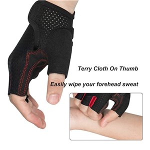 Moreok Half Finger Cycling Gloves Black/Red XXL