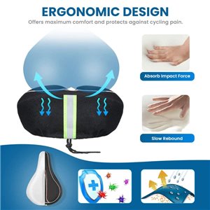 SGODDE Memory Foam Gel Large Bike Seat/Saddle Cover Black