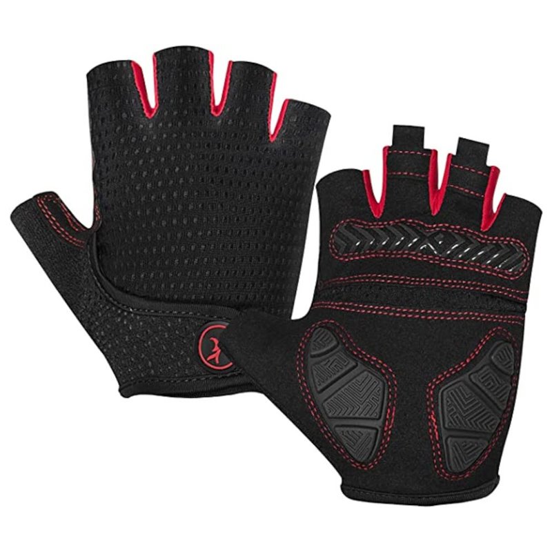Moreok Half Finger Cycling Gloves Black/Red Medium