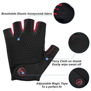 Moreok Half Finger Cycling Gloves Black/Red Medium