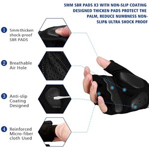 Moreok Half Finger Cycling Gloves Black Small